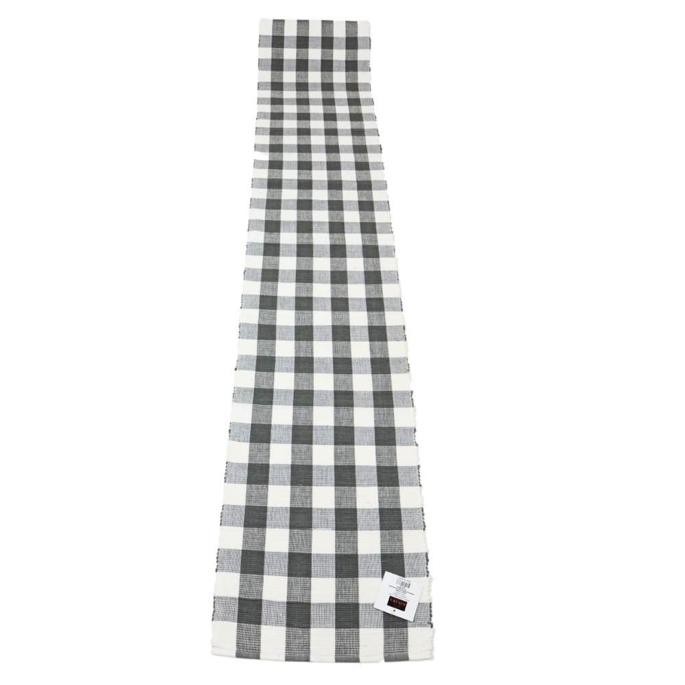 NWT Madison Buffalo Check Gray White Table Runner